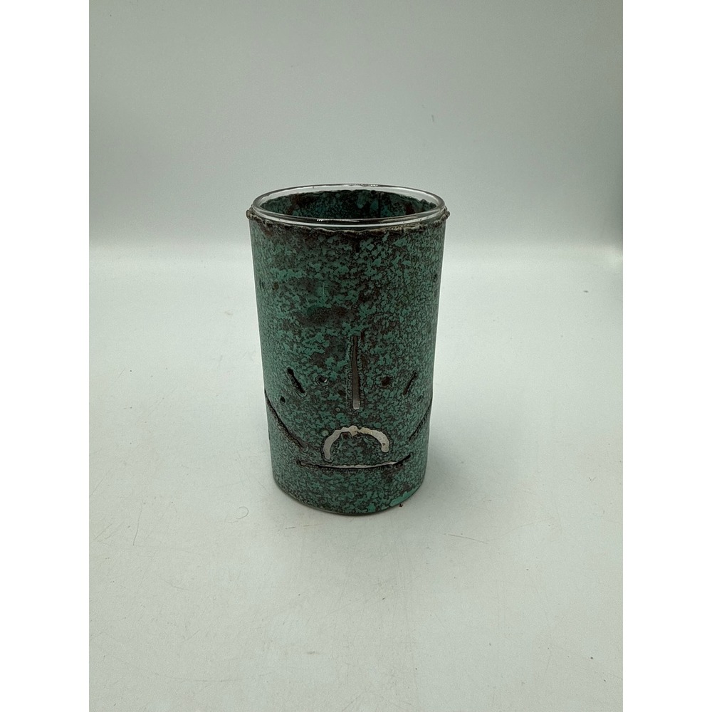 Zonies Galleria Sedona AZ Verdigris Art Glass Votive Candle Holder Teal Copper